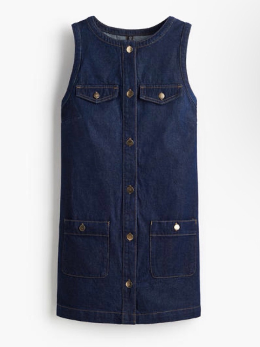 H&M Dark Blue Denim Button Front Casual Dress